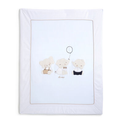 Boys Light Blue Knitted Pram Blanket With A Removable Cover